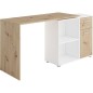 Bureau d'angle avec rangements Albrecht - Mélaminé chene et blanc - L83 x H74 x P117 cm