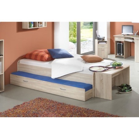 Lit gigogne pour un double couchage - Décor chene - L94,6 x H50,5 x P