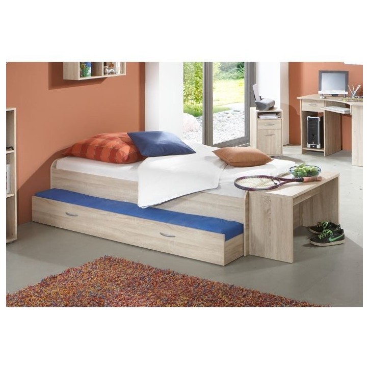 Lit gigogne pour un double couchage - Décor chene - L94,6 x H50,5 x P203 cm - Fabriqué en Allemagne Lit gigogne pour un double couchage - Décor chene - L94,6 x H50,5 x P203 cm - Fabriqué en Allemagne