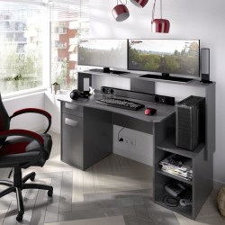 Bureau gaming - FOSK - Graphite -154 x 62/69 x 85/98 cm