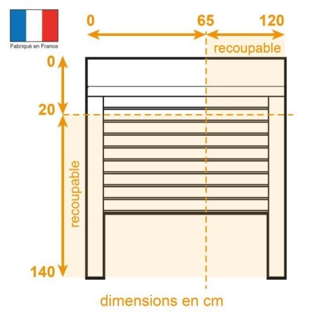 Volet roulant double parois H140 cm x L120 cm PVC recoupable en largeur et hauteur - Manoeuvre électrique filaire - Coloris Bla