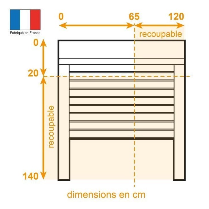 Volet roulant double parois H140 cm x L120 cm PVC recoupable en largeur et hauteur - Manoeuvre électrique filaire - Coloris Bla Volet roulant double parois H140 cm x L120 cm PVC recoupable en largeur et hauteur - Manoeuvre électrique filaire - Coloris Bla