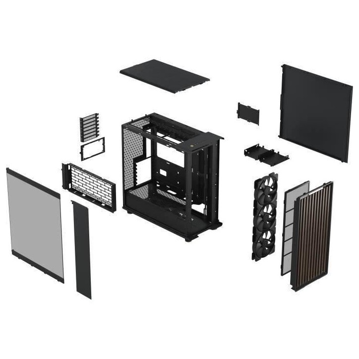 Boîtier PC - FRACTAL DESIGN - North XL Charcoal Black TG Dark - FD-C-NOR1X-02 - E-ATX - Design élégant en bois et en alliage