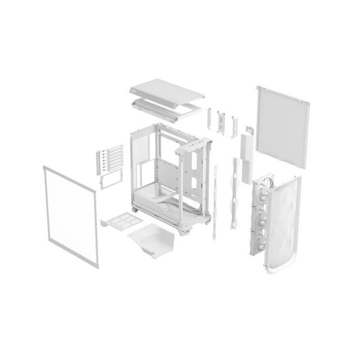 Boîtier PC - FRACTAL DESIGN - Meshify 3 TG - E-ATX (277 mm) - 3 ventilateurs - USB Type C de 20 Gbps - Blanc Boîtier PC - FRACTAL DESIGN - Meshify 3 TG - E-ATX (277 mm) - 3 ventilateurs - USB Type C de 20 Gbps - Blanc