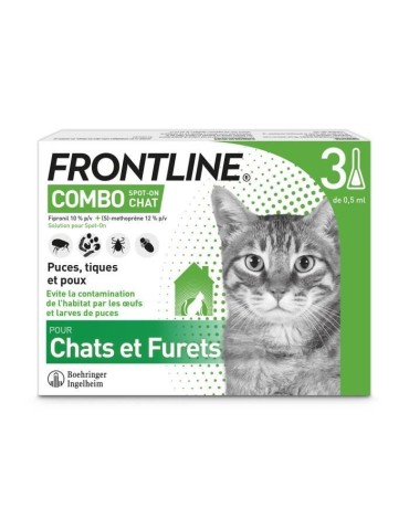 FRONTLINE Combo Chats et Furets - 3 pipettes - Puces tiques et poux