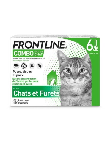 FRONTLINE Combo Chats et Furets - 6 pipettes - Puces tiques et poux