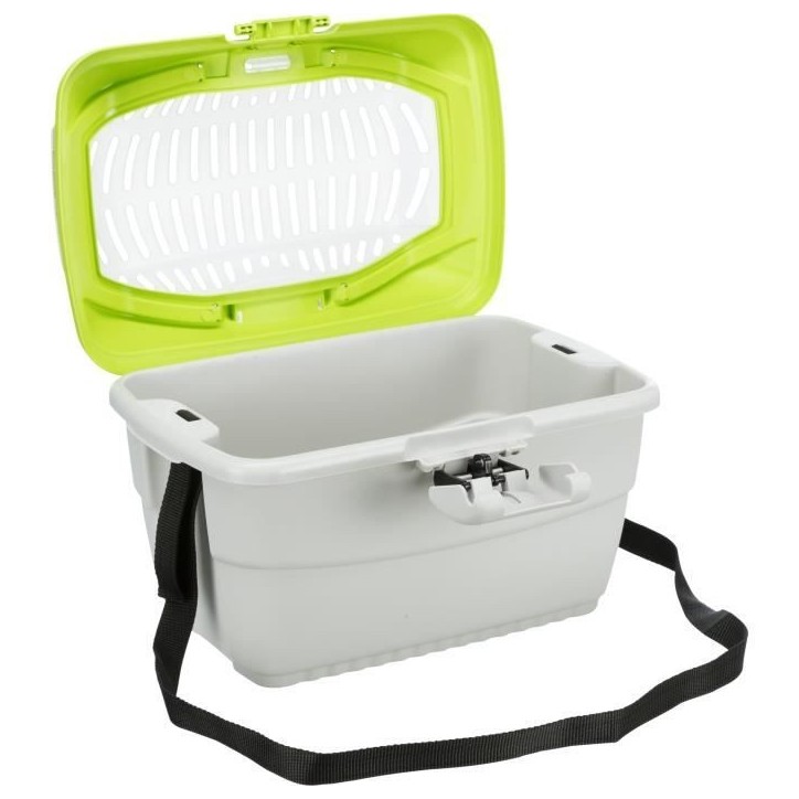 TRIXIE Box de transport Mini-Capri 40 × 22 × 30 cm gris clair/vert pour rongeurs