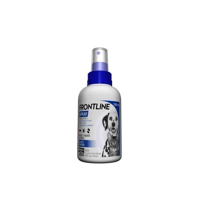 Frontline Spray - Anti-puces anti-tiques - Chat et chien -5kg - 100ml Frontline Spray - Anti-puces anti-tiques - Chat et chien -5kg - 100ml