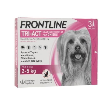 Frontline Tri-Act chien - Anti-puces anti-tiques pour chien XS - 2-5kg