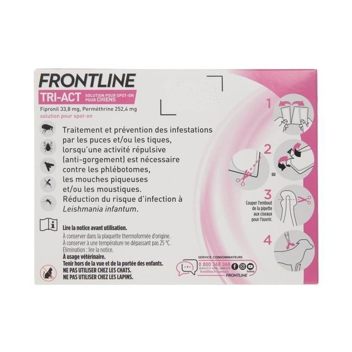 Frontline Tri-Act chien - Anti-puces anti-tiques pour chien XS - 2-5kg - 3 pipettes Frontline Tri-Act chien - Anti-puces anti-tiques pour chien XS - 2-5kg - 3 pipettes