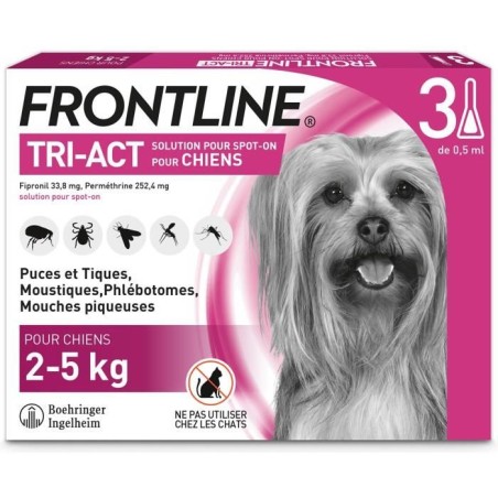 Frontline Tri-Act chien - Anti-puces anti-tiques pour chien S - 5-10kg