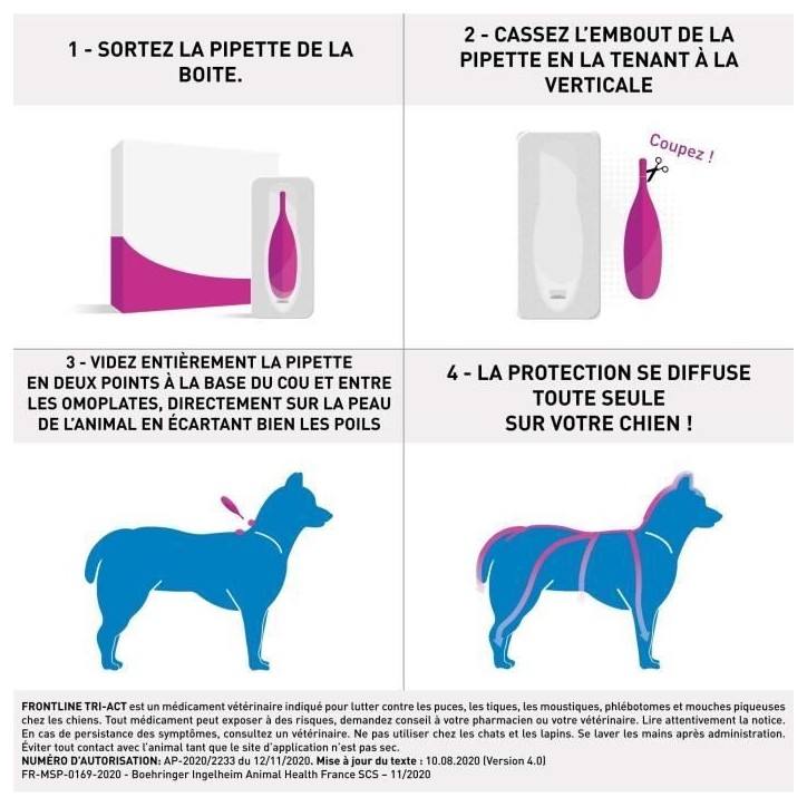 Frontline Tri-Act chien - Anti-puces anti-tiques pour chien S - 5-10kg - 3 pipettes