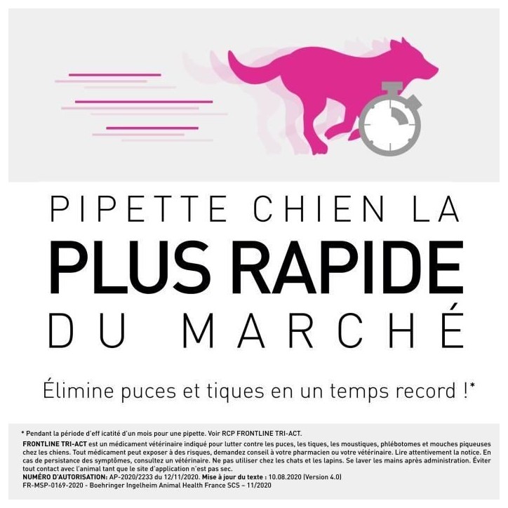 Frontline Tri-Act chien - Anti-puces anti-tiques pour chien S - 5-10kg - 3 pipettes