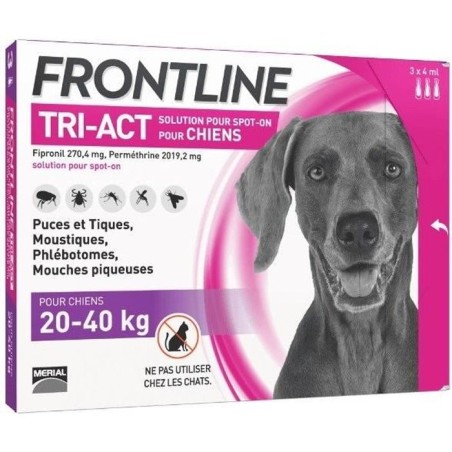 Frontline Tri-Act chien - Anti-puces anti-tiques pour chien L - 20-40k