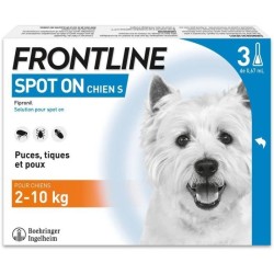 Frontline Spot On chien - Anti-puces anti-tiques pour chien S - 2-10kg