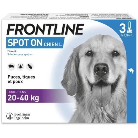 Frontline Spot On chien - Anti-puces anti-tiques pour chien L - 20-40k