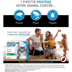 Frontline Spot On chat - Anti-puces anti-tiques pour chat - 3 pipettes
