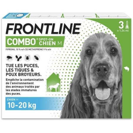 Frontline Combo chien - Anti-puces anti-tiques pour chien M - 10-20kg