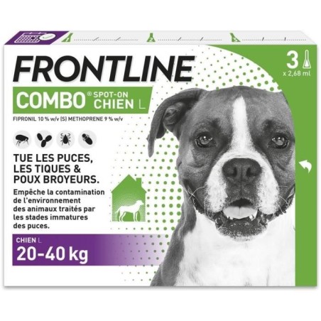 Frontline Combo chien - Anti-puces anti-tiques pour chien L - 20-40kg