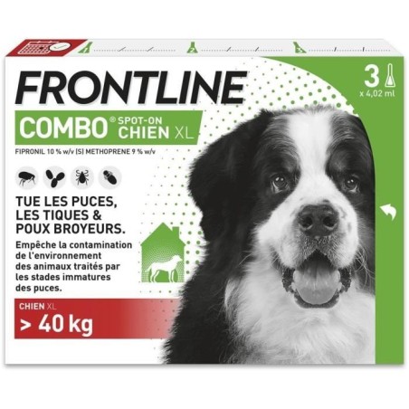 Frontline Combo chien - Anti-puces anti-tiques pour chien XL - 40-60kg