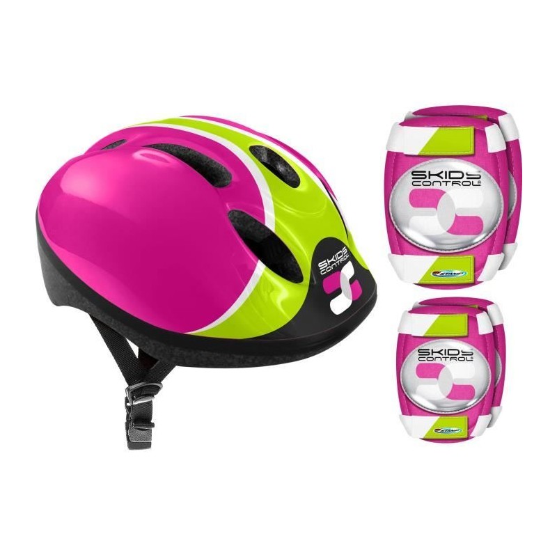 COMBO ROSE Sécurité (Casque + Genouilleres & Coudieres) SKIDS CONTRO COMBO ROSE Sécurité (Casque + Genouilleres & Coudieres) SKIDS CONTRO