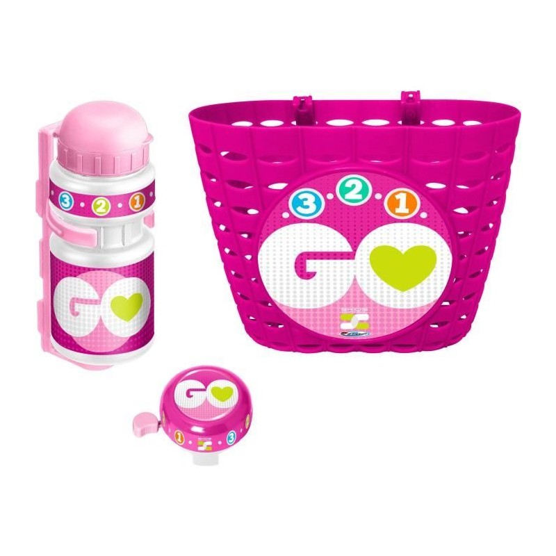Set ludique STAMP - Corbeille + Bidon + Sonnette Rose - Skids Control