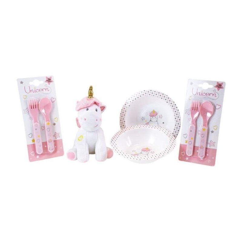 Lot Vaisselle Licorne pour Enfant - FUN HOUSE - 006319 - 2 Assiettes,