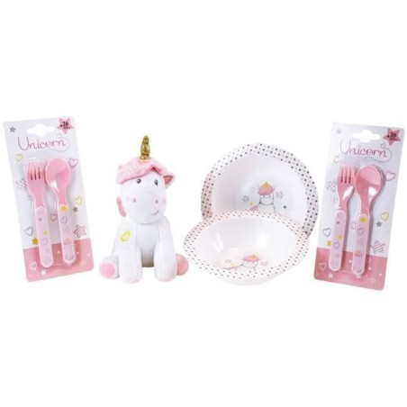 Lot Vaisselle Licorne pour Enfant - FUN HOUSE - 006319 - 2 Assiettes,