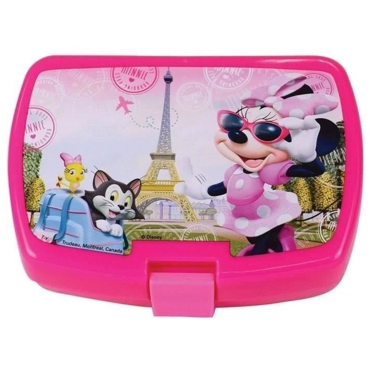 Lot Vaisselle Disney Minnie - FUN HOUSE - 006377 - Verre, Assiette Creuse, Assiette Plate, Gourde, Boîte Goûter et Couverts