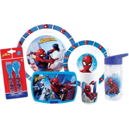 Lot vaisselle - FUN HOUSE - SPIDERMAN - Verre, assiette Ø22 cm et Ø1