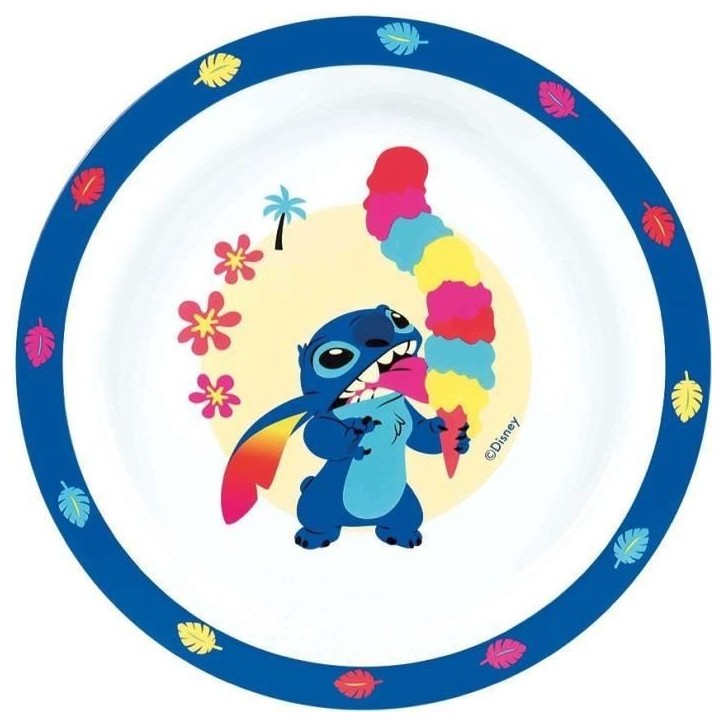 Lot vaisselle - FUN HOUSE - LILO ET STITCH Verre, assiette Ø22 cm et Ø16 cm, couverts, gourde et boite goûter
