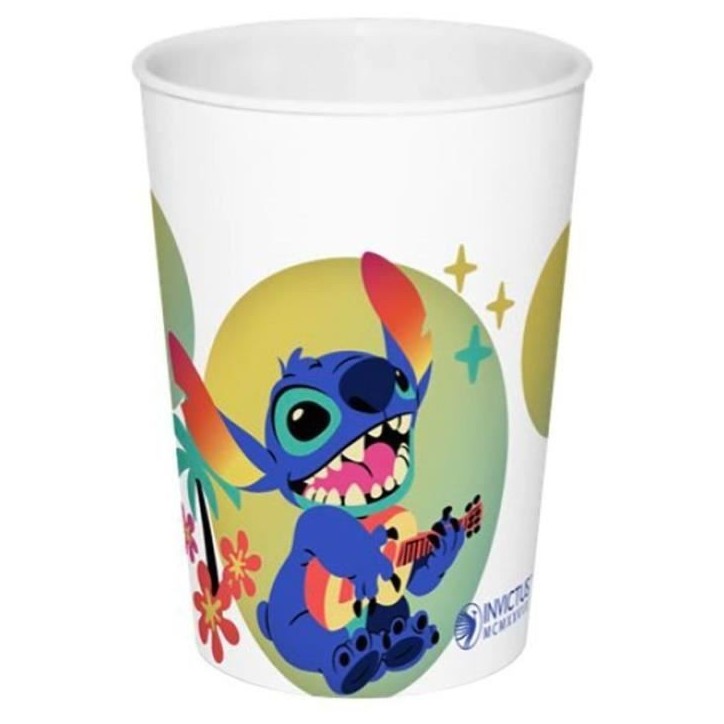 Lot vaisselle - FUN HOUSE - LILO ET STITCH Verre, assiette Ø22 cm et Ø16 cm, couverts, gourde et boite goûter
