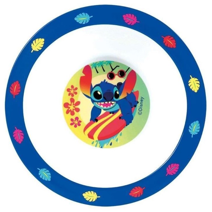 Lot vaisselle - FUN HOUSE - LILO ET STITCH Verre, assiette Ø22 cm et Ø16 cm, couverts, gourde et boite goûter