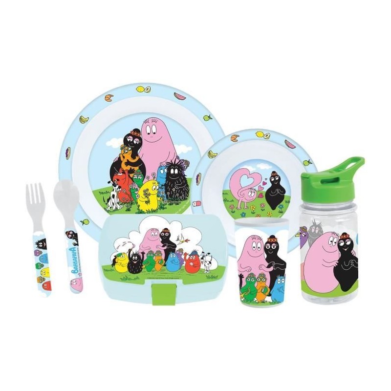 Lot vaisselle - FUN HOUSE - BARBAPAPA - Verre, assiette Ø22 cm et Ø1