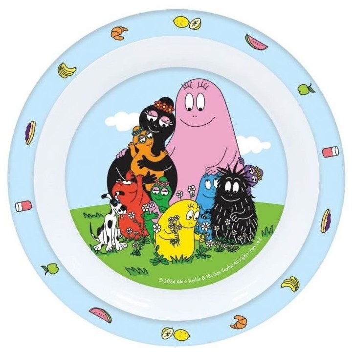 Lot vaisselle - FUN HOUSE - BARBAPAPA - Verre, assiette Ø22 cm et Ø16 cm, couverts, gourde et boite goûter