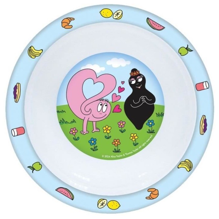 Lot vaisselle - FUN HOUSE - BARBAPAPA - Verre, assiette Ø22 cm et Ø16 cm, couverts, gourde et boite goûter