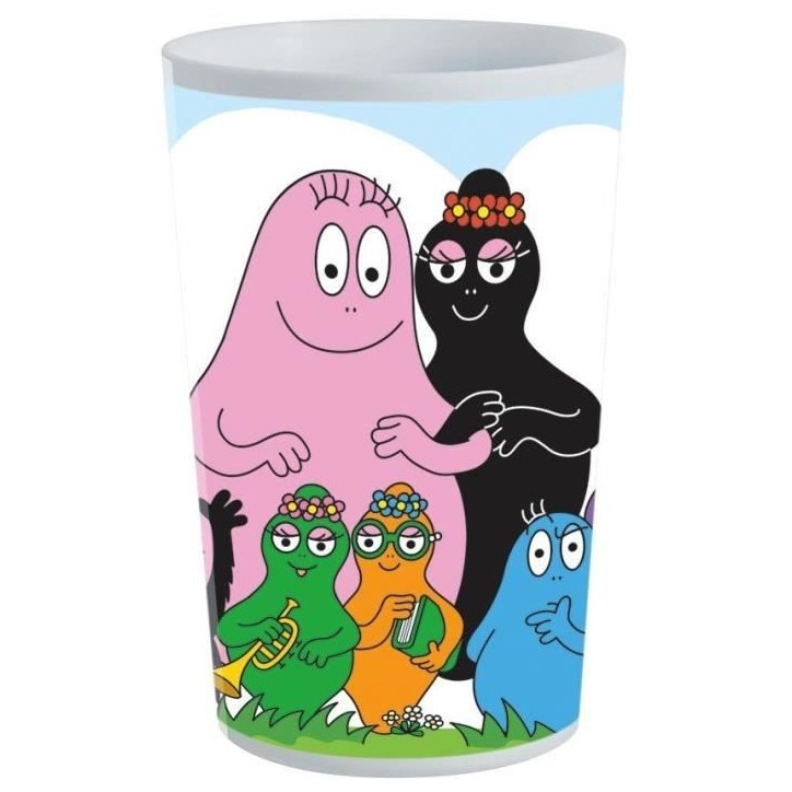 Lot vaisselle - FUN HOUSE - BARBAPAPA - Verre, assiette Ø22 cm et Ø16 cm, couverts, gourde et boite goûter