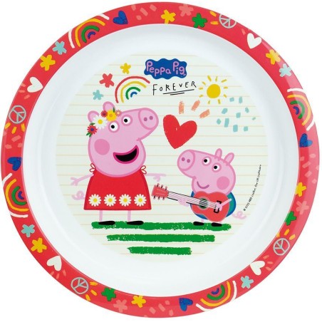 Lot vaisselle - FUN HOUSE - PEPPA PIG - 2 assiettes creuses Ø 22 cm, 2 verres 220 ml, gourde 350 ml, boîte a goûter et peluch