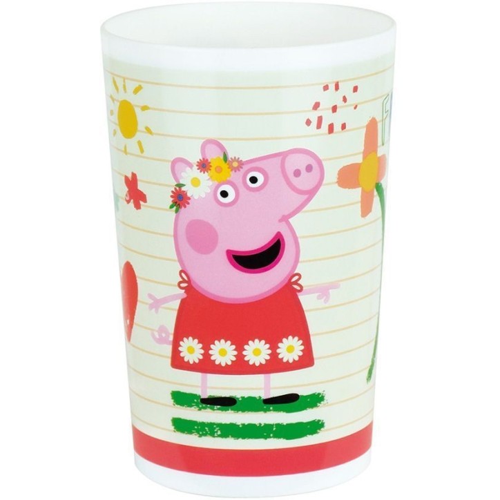 Lot vaisselle - FUN HOUSE - PEPPA PIG - 2 assiettes creuses Ø 22 cm, 2 verres 220 ml, gourde 350 ml, boîte a goûter et peluch