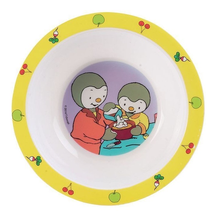 Lot vaisselle - FUN HOUSE - T'CHOUPI - 2 assiettes creuses Ø 16 cm, boîte a goûter, gourde paille et peluche 18 cm