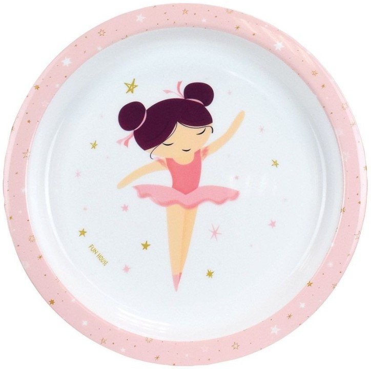 Lot vaisselle - FUN HOUSE - DANSEUSE BALLERINE - Assiette creuse Ø16 cm, plate Ø22 cm, verre 220 ml et peluche musicale 40 cm Lot vaisselle - FUN HOUSE - DANSEUSE BALLERINE - Assiette creuse Ø16 cm, plate Ø22 cm, verre 220 ml et peluche musicale 40 cm
