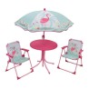 FUN HOUSE 713088 FLAMANT ROSE Salon de jardin avec une table, 2 chaise