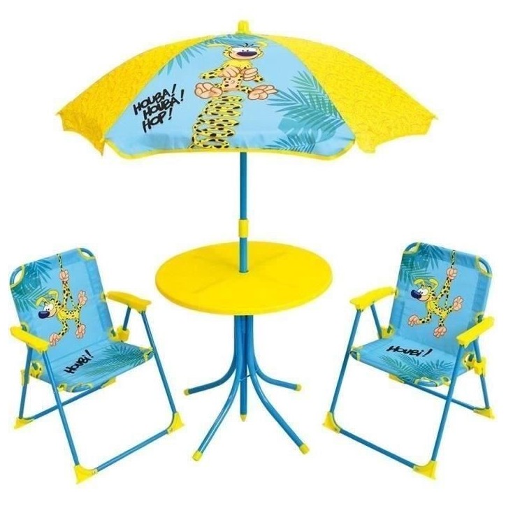 Salon de jardin pour enfants - FUN HOUSE - MARSUPILAMI - Jaune - 2 chaises pliantes - Parasol Salon de jardin pour enfants - FUN HOUSE - MARSUPILAMI - Jaune - 2 chaises pliantes - Parasol