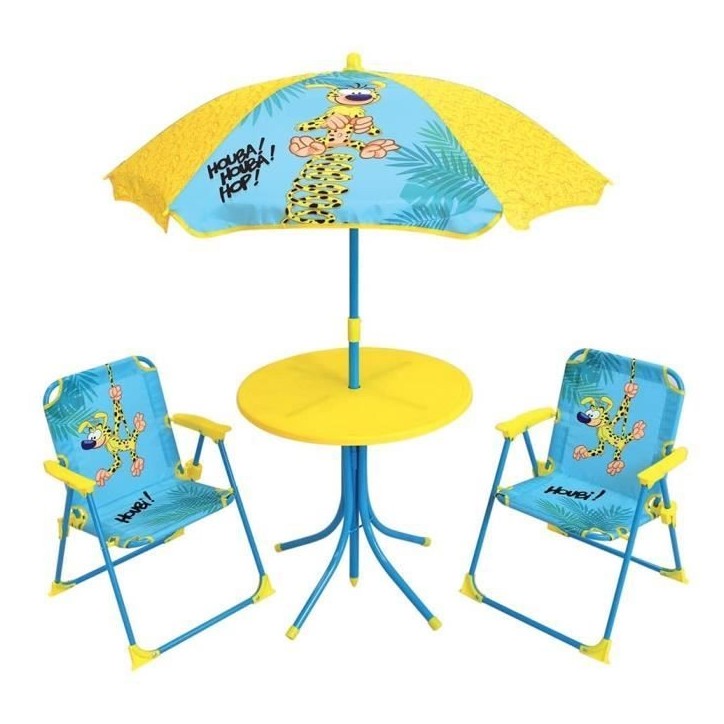 Salon de jardin pour enfants - FUN HOUSE - MARSUPILAMI - Jaune - 2 chaises pliantes - Parasol Salon de jardin pour enfants - FUN HOUSE - MARSUPILAMI - Jaune - 2 chaises pliantes - Parasol
