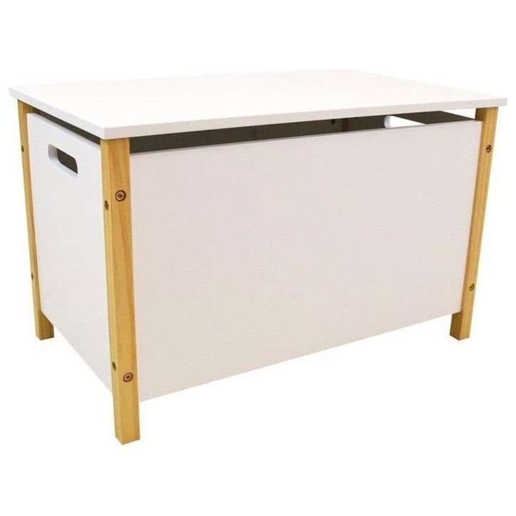 Coffre a jouets en bois SCANDIWOOD - FUN HOUSE - Blanc et beige - Pour enfant a partir de 36 mois