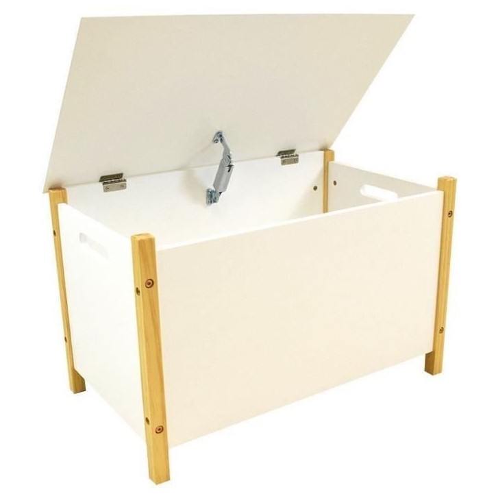 Coffre a jouets en bois SCANDIWOOD - FUN HOUSE - Blanc et beige - Pour enfant a partir de 36 mois
