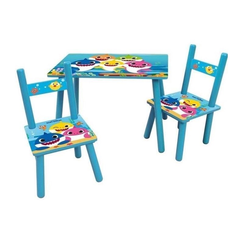 BABY SHARK table rectangulaire 41,5x61x42 cm + 2 chaises 49,5x31x31,5c BABY SHARK table rectangulaire 41,5x61x42 cm + 2 chaises 49,5x31x31,5c