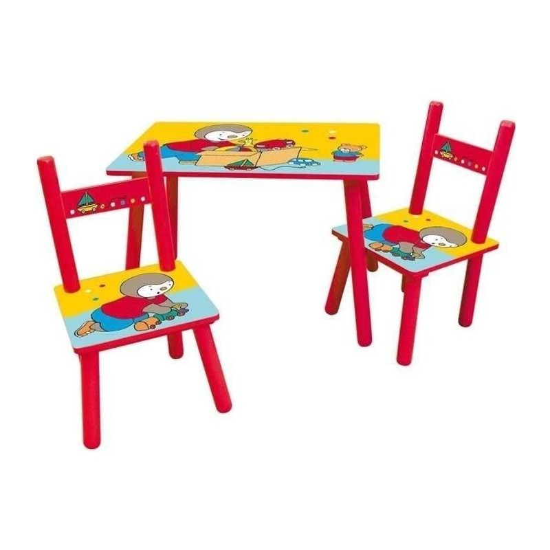 T'CHOUPI Table rectangulaire 41,5x61x42 cm + 2 chaises 49,5x31x31,5cm T'CHOUPI Table rectangulaire 41,5x61x42 cm + 2 chaises 49,5x31x31,5cm