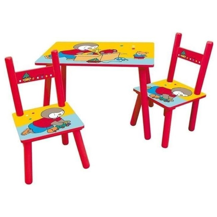 T'CHOUPI Table rectangulaire 41,5x61x42 cm + 2 chaises 49,5x31x31,5cm T'CHOUPI Table rectangulaire 41,5x61x42 cm + 2 chaises 49,5x31x31,5cm