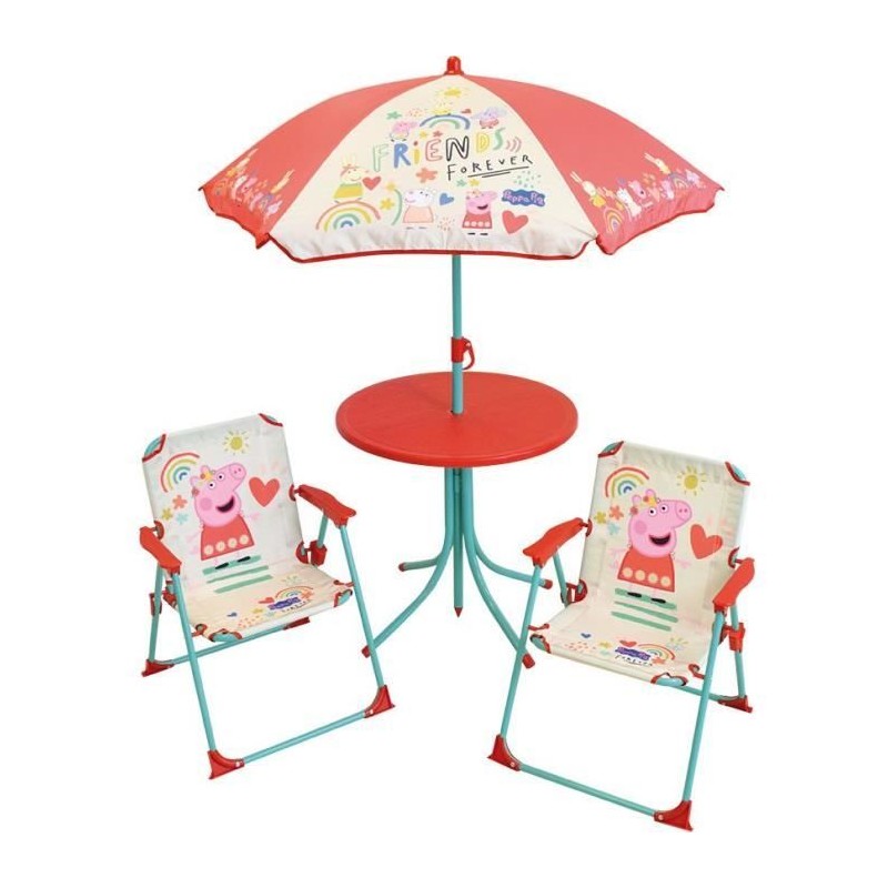 FUN HOUSE Peppa Pig Salon de jardin - 1 table H.46xø46cm, 2 chaises H FUN HOUSE Peppa Pig Salon de jardin - 1 table H.46xø46cm, 2 chaises H